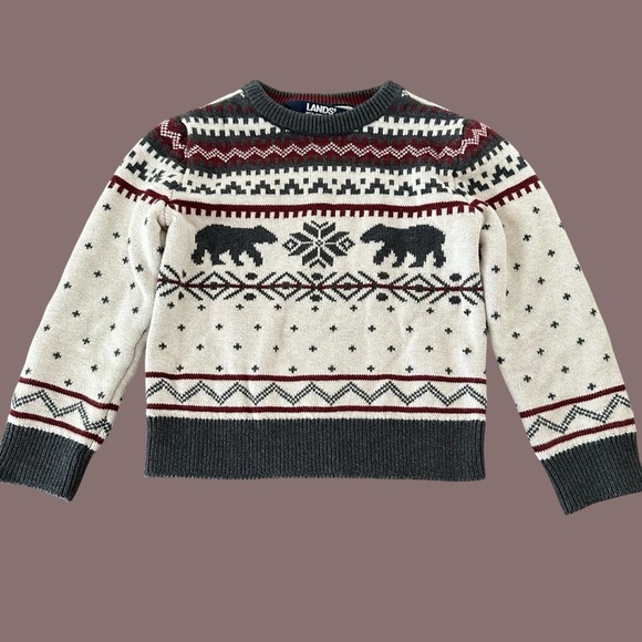 Lands End Kids XXS 3-4 Family Matching Fair Isle Crewneck Sweater Cotton Ski - Picture 1 of 6
